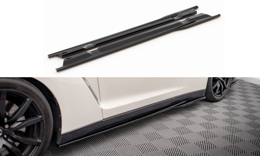 Zijskirts Nissan GTR R35 11-16 Maxton Glans Zwart