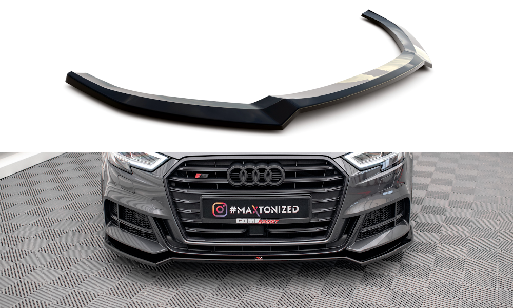 Voorspoiler V.2 Audi S3 Sportback 8V FL Maxton Glans Zwart