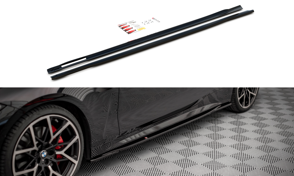 Zijskirts V.3 BMW 4-Serie G22 M-Pakket Maxton Glans Zwart