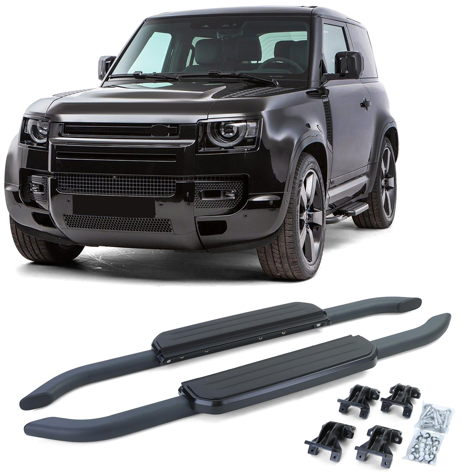 Treeplanken Land Rover Defender L663 90 Zwart