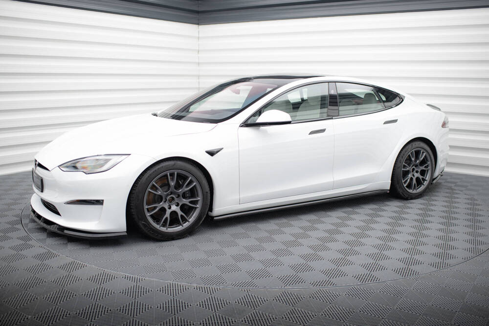 Zijskirts diffusors Tesla Model S Plaid Gloss-Black V2