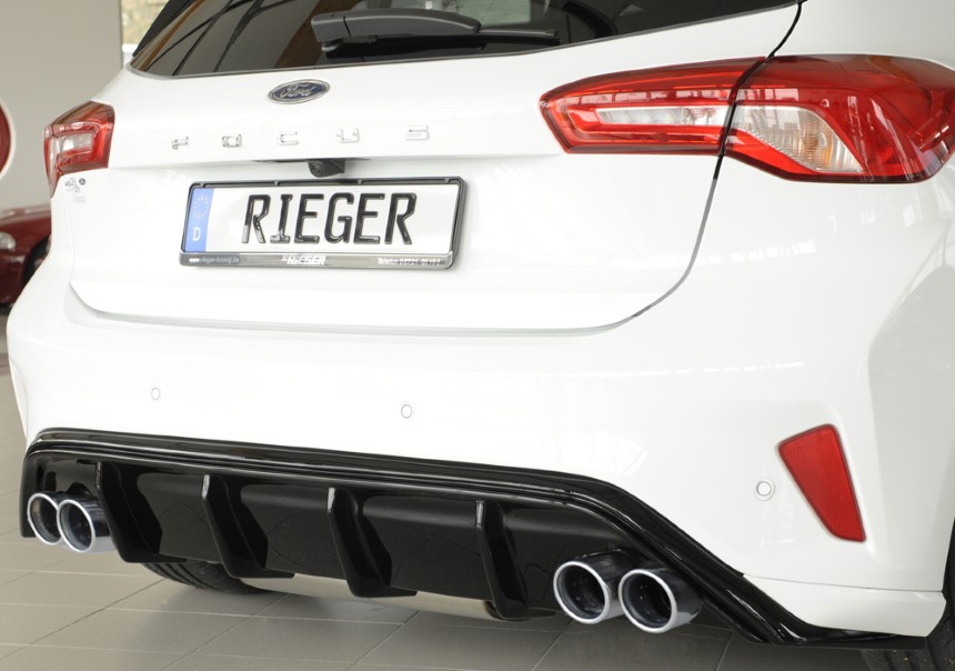 Diffuser Ford Focus 4 ST/ST-Line dubbele uitlaat links + rechts Rieger glans zwart