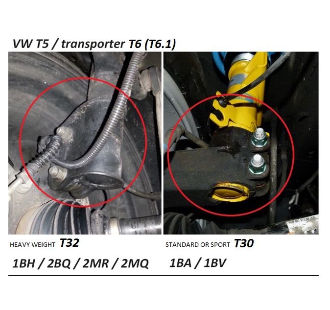 Schroefset Koni VW Transporter T6.1 Geel T32