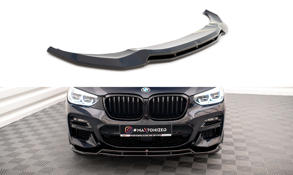Voorspoiler V.1 BMW X3 M Pakket / M40D / M40i  G01 Maxton Glans Zwart