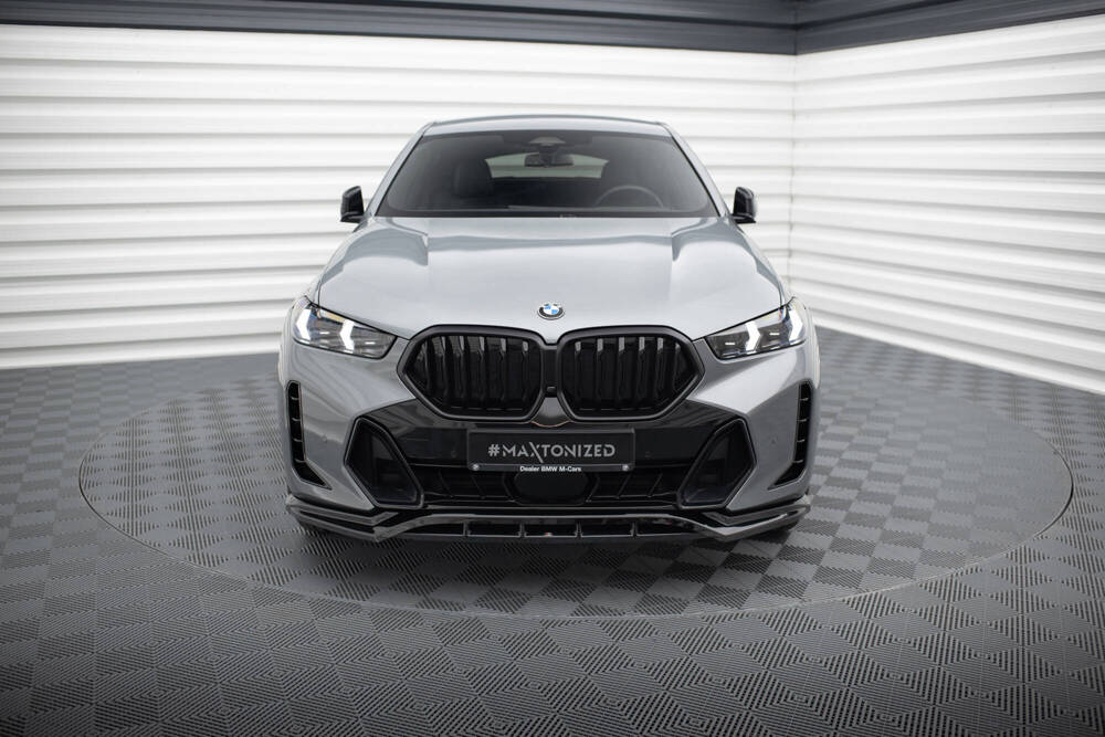 Voorspoiler V.1 BMW X6 M-pakket G06 FL Maxton Glans Zwart