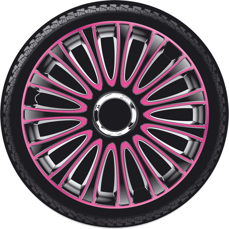 4-Delige Wieldoppenset LeMans 15-inch zwart/roze