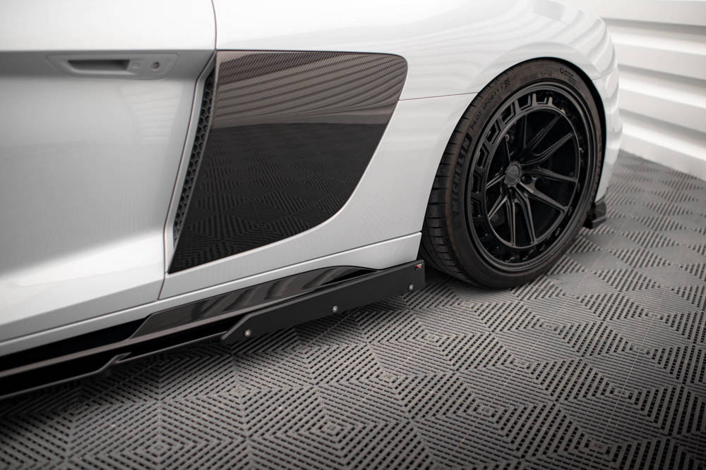 Zijskirts V.2 met Canards Audi R8 Facelift  2018 - 2021 Maxton Glans Zwart