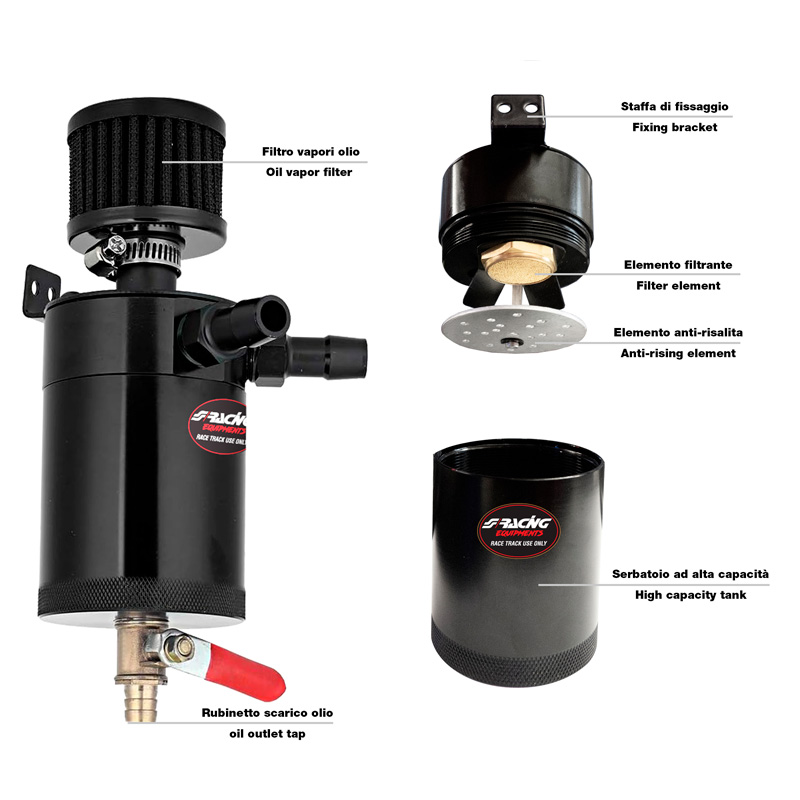 Simoni Racing Olie Catch-Tank 300ml - Zwart