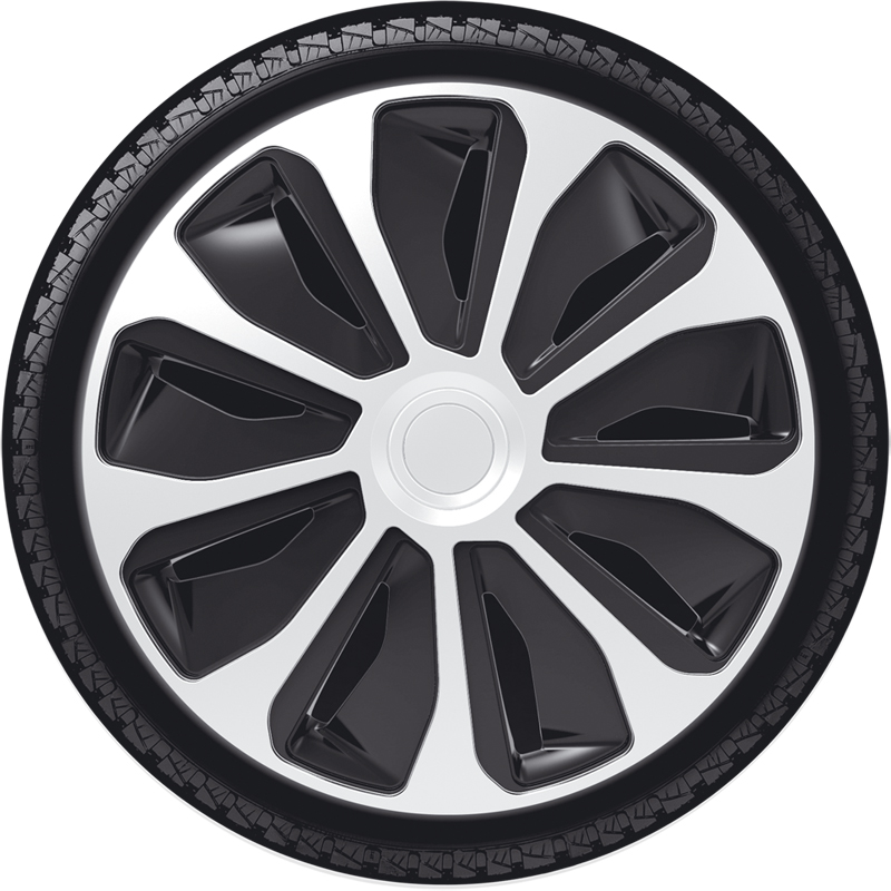 4-Delige Wieldoppenset Platin 15-inch zilver/zwart