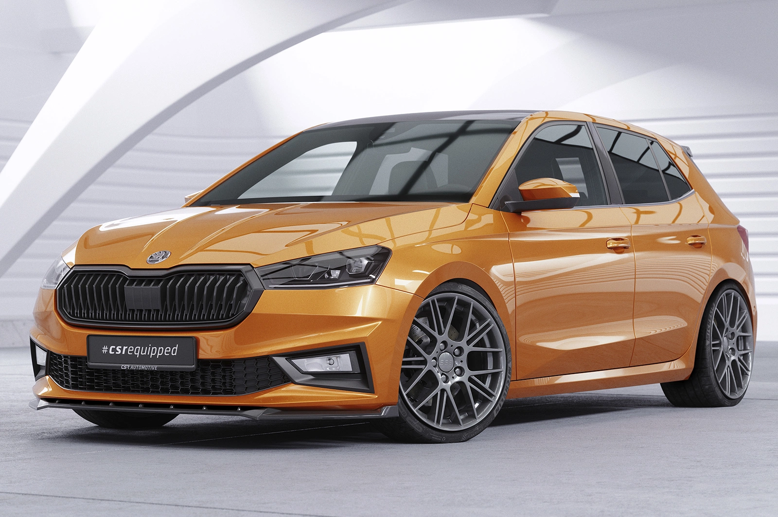 Voorspoiler Skoda Fabia 4 2021- – Glans Zwart