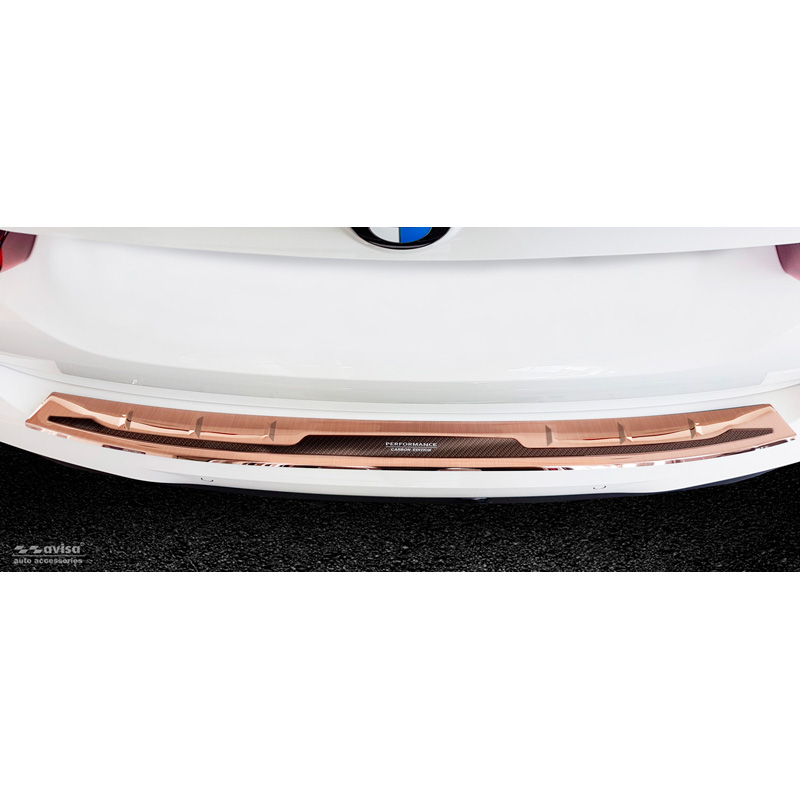 RVS Achterbumperprotector 'Deluxe'  BMW X3 G01 M-Pakket 2017-2021 & FL 2021- 'Performance' Koper 'Brushed Mirror'/Koper Carbon