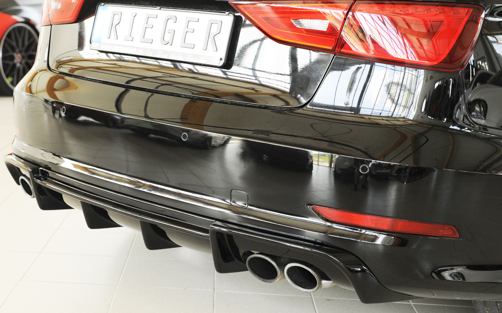 Achter Skirt Audi A3 8V 12-16 S-line Rieger Glans Zwart