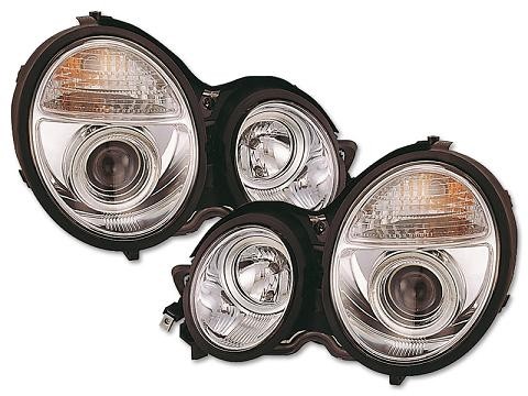 Koplampen Mercedes E-Class W210 99-01 Angel Eyes chroom