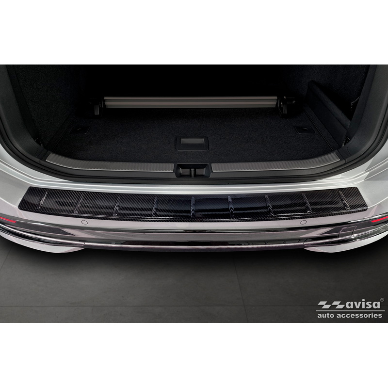 Echt 3D Carbon Achterbumperprotector  Volkswagen Passat (CJ5) incl. R-Line & Hybrid 2023- 'Ribs'