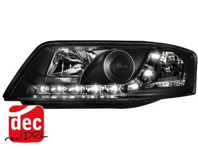 Koplampen Audi A6 4B 97-01 Devil Eyes real DRL LED Zwart
