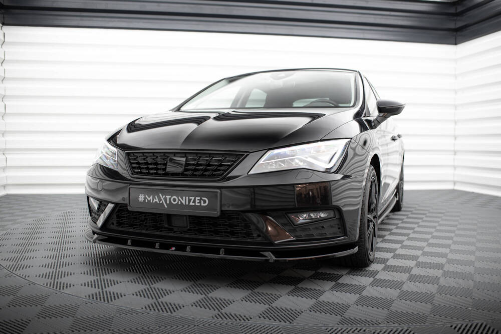 Voorspoiler V.1 Seat Leon 5F FL Maxton Glans Zwart
