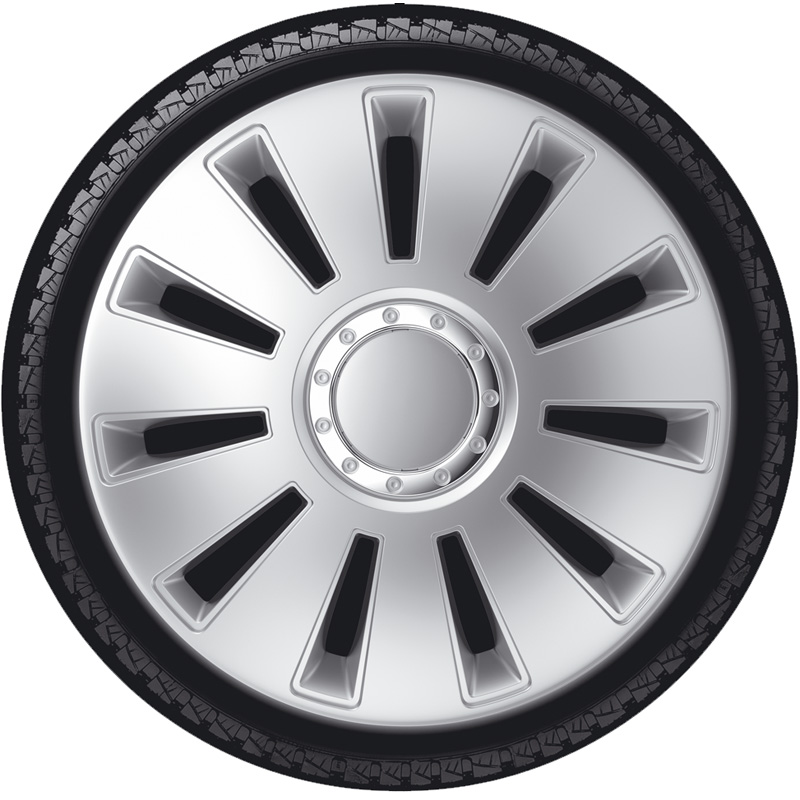 4-Delige Wieldoppenset Silverstone Pro 16-inch zilver + chroom ring