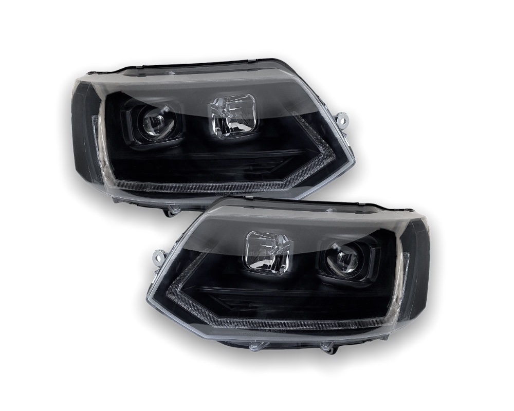 Koplampen VW T5 09-15 Tube LED Dynamic T6 look black V2