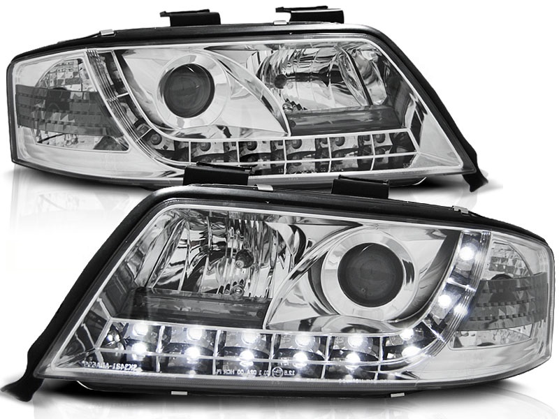 Koplampen Audi A6 4B 01-04 Devil Eyes real DRL LED Chroom