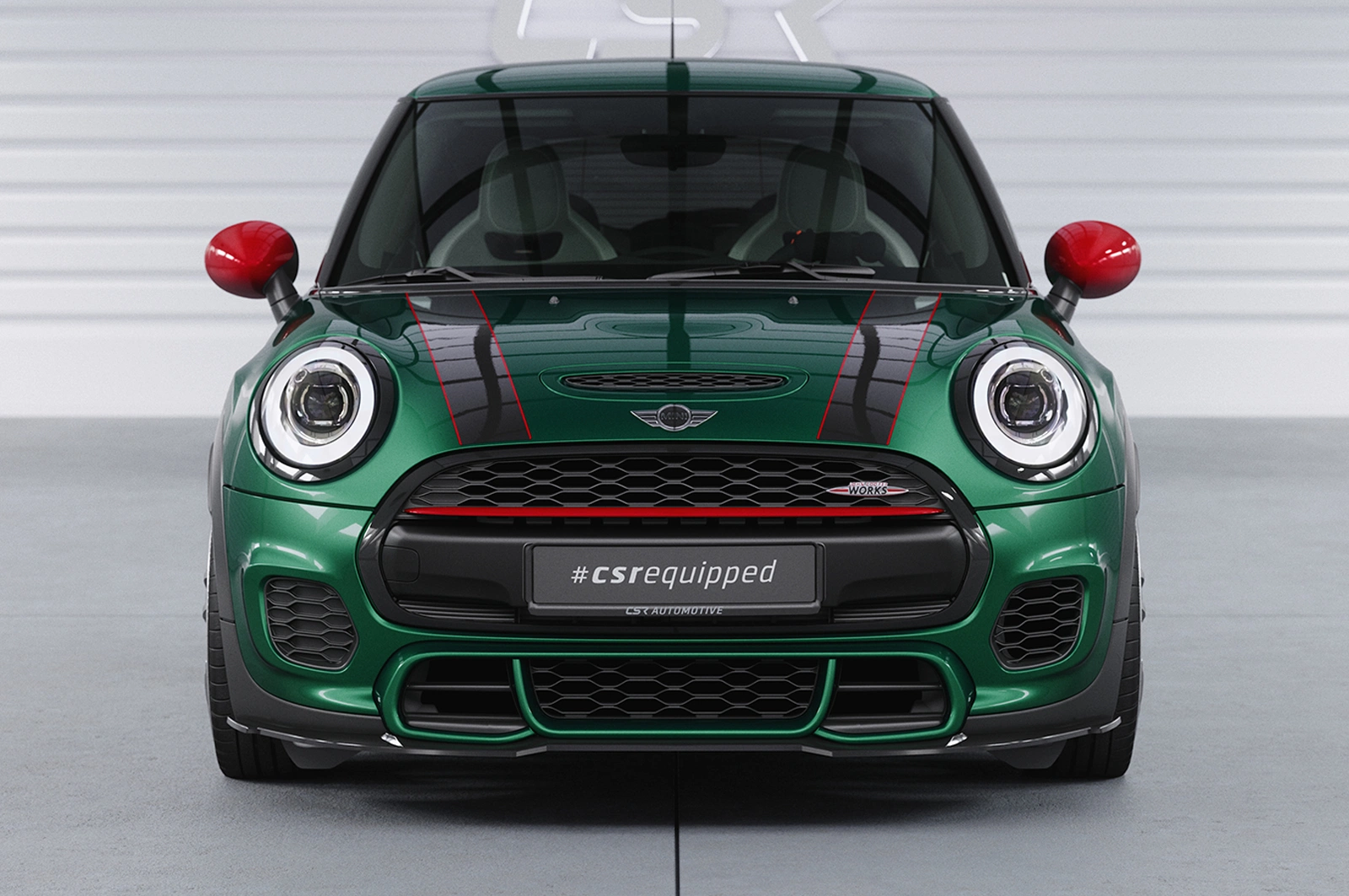 Voorspoiler Mini F55, F56, F57 JCW-Trim Glans Zwart (2018–2021 1. Facelift) CSR