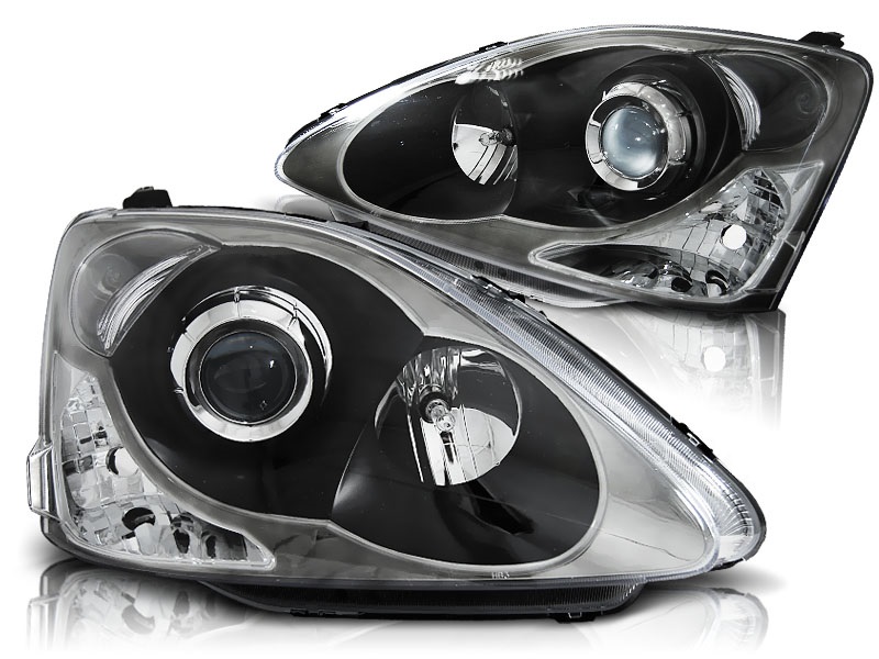 Set Koplampen  Honda Civic HB 2001-2005 - Zwart/Chroom