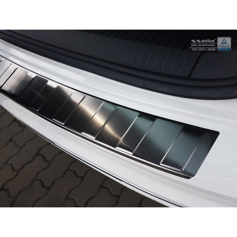 Zwart RVS Achterbumperprotector  Volkswagen Tiguan II incl. Allspace & R-Line 2016-2020 & FL 2020-2024 'Ribs'