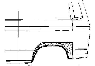 spatbordrand, achter, links VW T3, 1980-1992