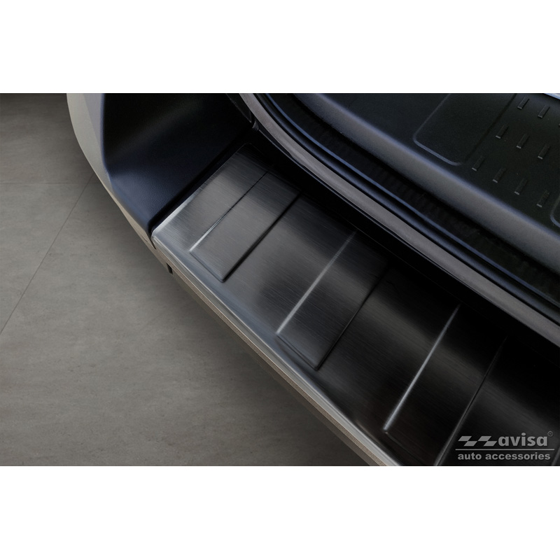 Zwart RVS Achterbumperprotector  Volkswagen Crafter & MAN TGE 2017- 'Ribs' ('XL'-version)