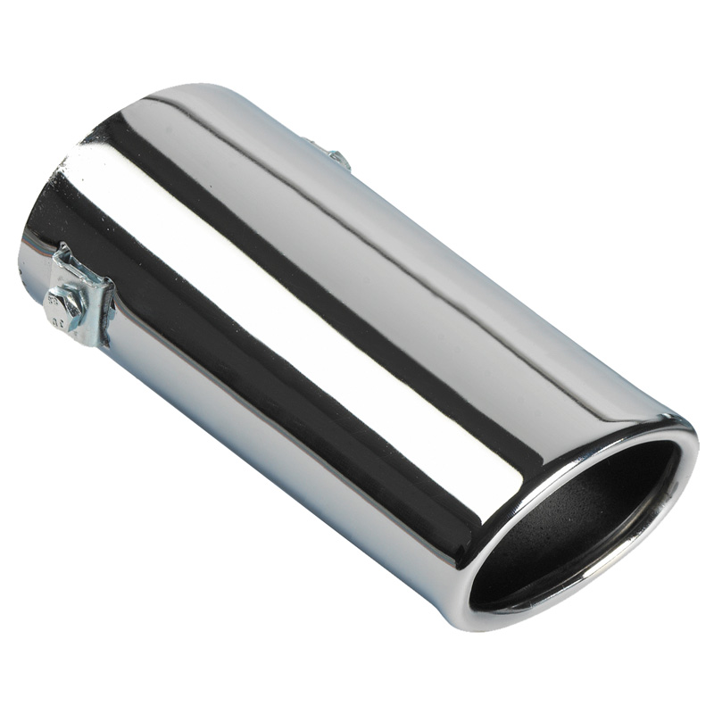 Uitlaatsierstuk Staal/Chroom - ovaal 80x60mm - lengte 165mm - ->55mm aansluiting