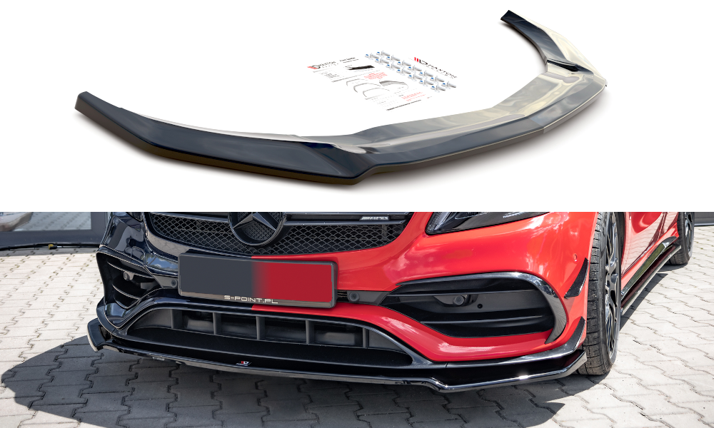 Voorspoiler V.2 Mercedes A45 AMG Aero Pack W176 FL Maxton Glans Zwart