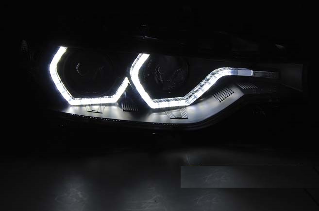 Koplampen BMW 3-Serie F30/F31 LCI Angel Eyes LED DRL Zwart