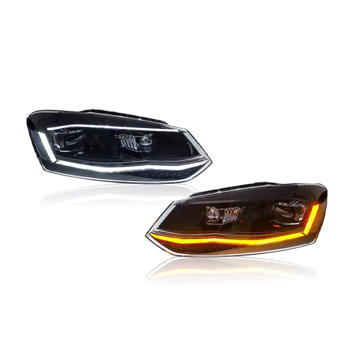 Koplampen VW Polo 6R / 6C 09-17 Full-LED Zwart/Chroom Facelift-Look GTI look