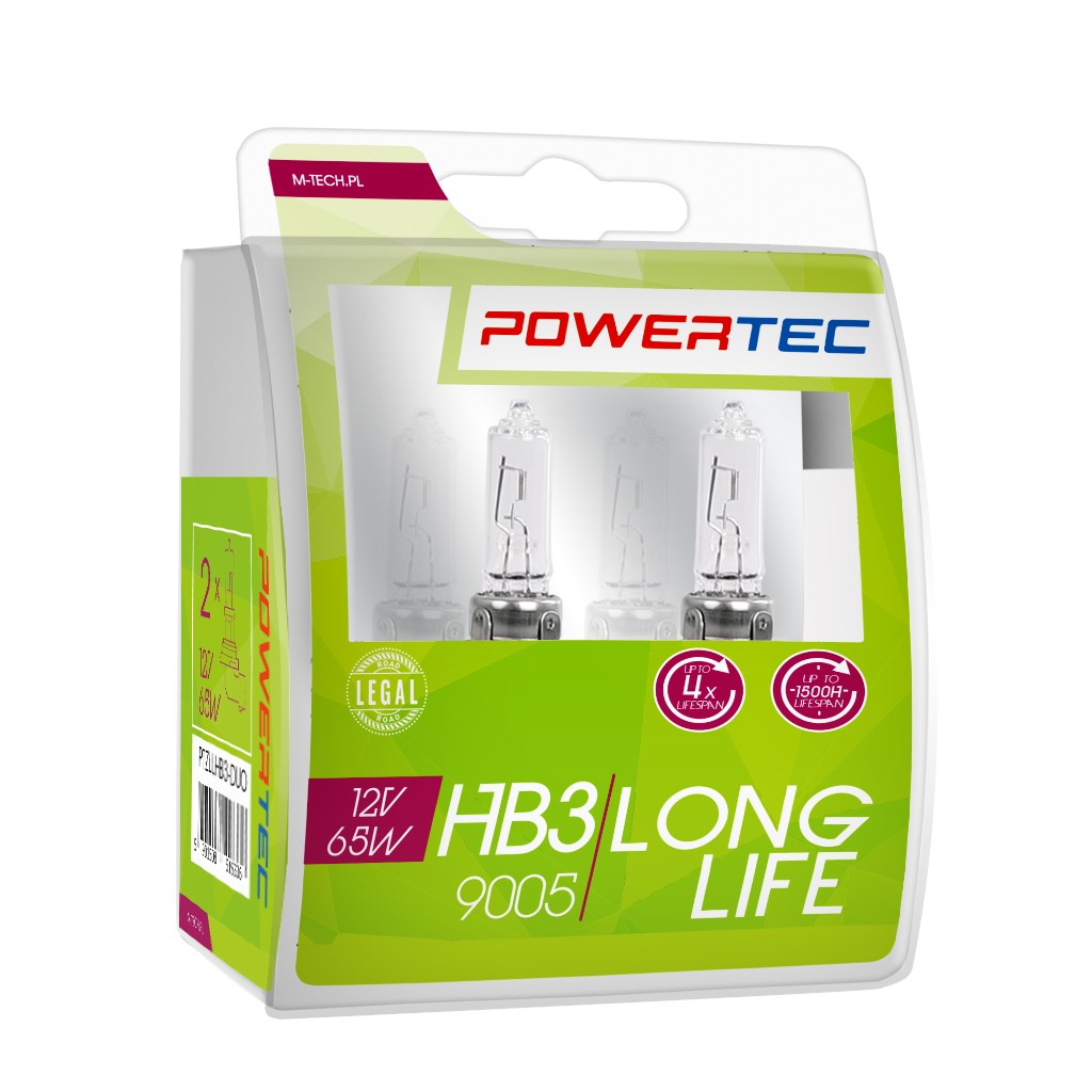 HB3 lampen Powertec Long Life HB3 12V DUO