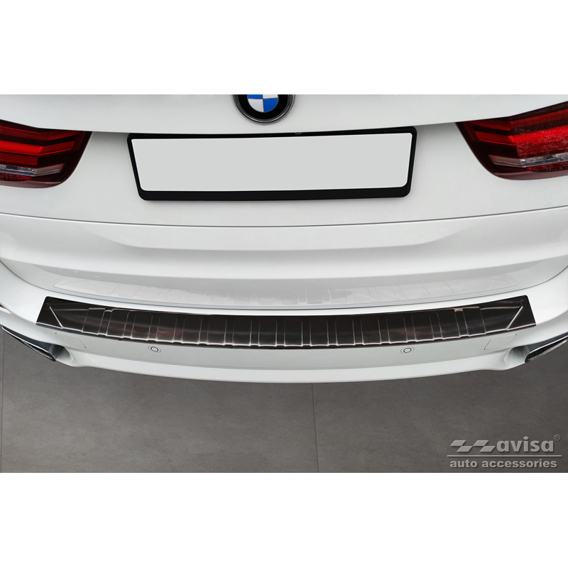 Zwart RVS Achterbumperprotector  BMW X5 F15 2013-2018 met M-Pakket 'Ribs'