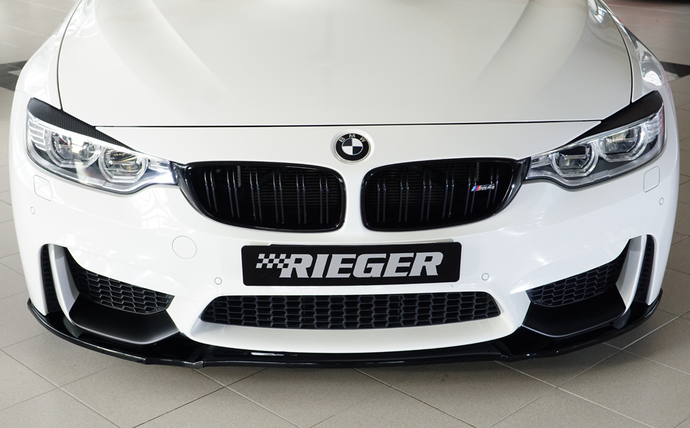 Voorspoiler BMW M3 F80 / M4 F82 F83 Rieger Glans Zwart