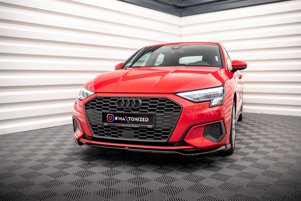 Voorspoiler V.2 Audi A3 8Y Maxton Glans Zwart