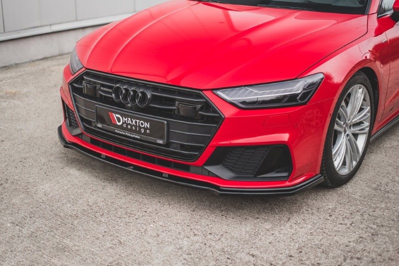 Voorspoiler V.2 Audi A7 C8 S-Line Maxton Glanzend Zwart