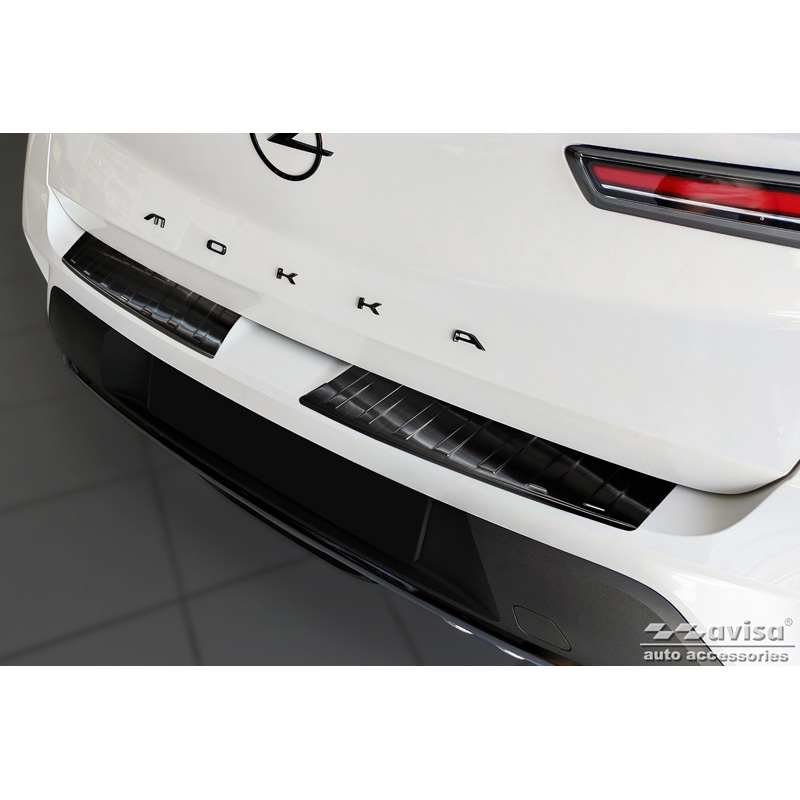 Zwart RVS Achterbumperprotector  Opel Mokka II 2020- 'Ribs' (2-delig)