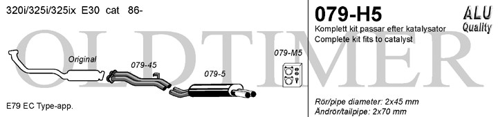 Simons Uitlaatsysteem af kat. BMW 3-serie E30 1986-1991
