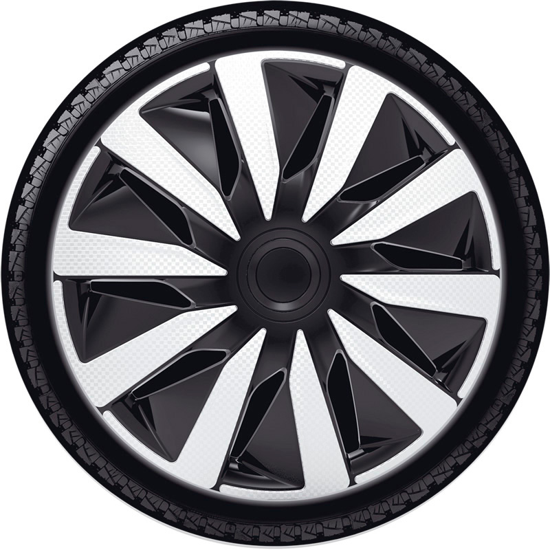 4-Delige J-Tec Wieldoppenset Lazio 15-inch zilver/zwart/carbon-look