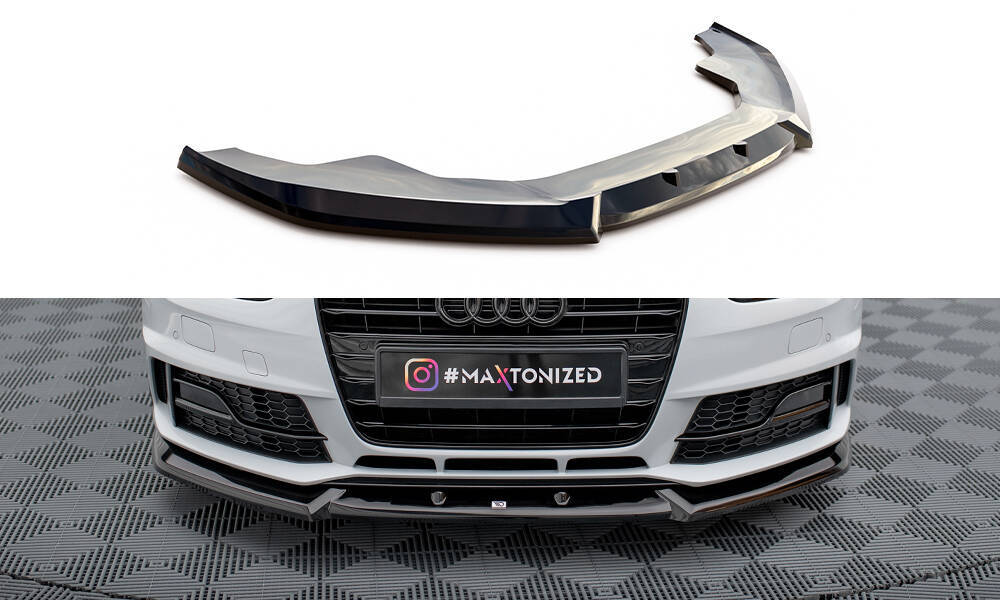 Voorspoiler V.1 Audi A4 Competition B8 FL Maxton Glans Zwart