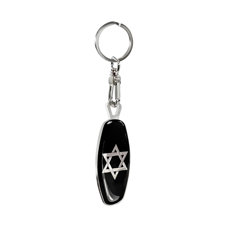 RVS sleutelhanger - Emblem/ Flag Star of David+UK