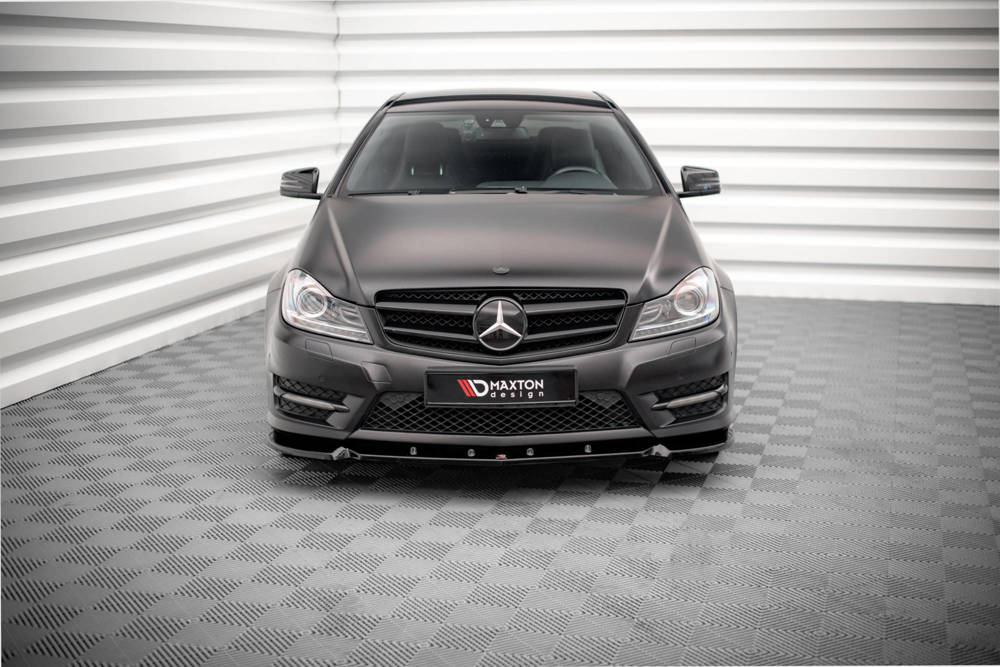 Voorspoiler V.1 Mercedes C Klasse Coupe AMG Pakket W204 Maxton Glans Zwart