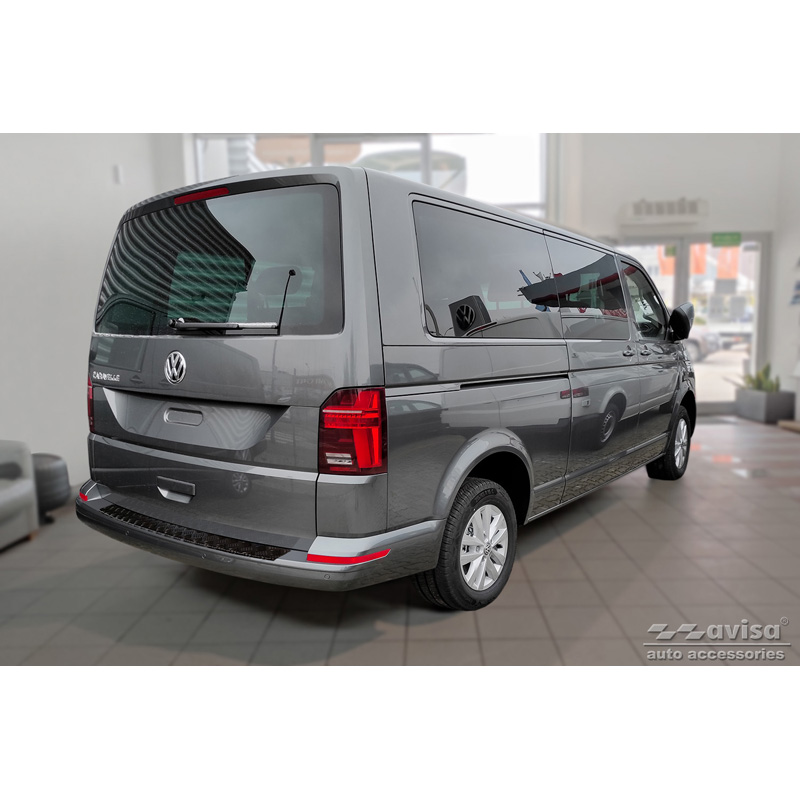 Matzwart Aluminium Achterbumperprotector  Volkswagen Transporter T6 2015- & FL 2019- (met achterklep) 'Riffled plate'