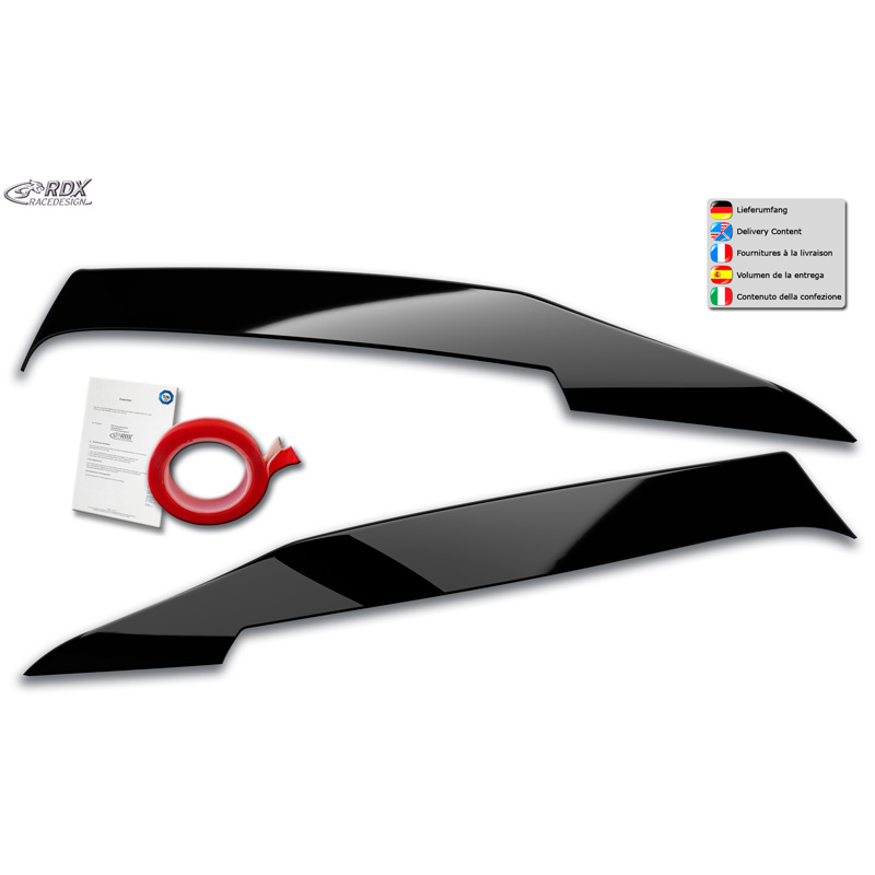 RDX Racedesign Koplampspoilers  Mercedes C-Klasse (W205) Sedan/Estate/Coupé 2014-2021 (ABS Glanzend Zwart)