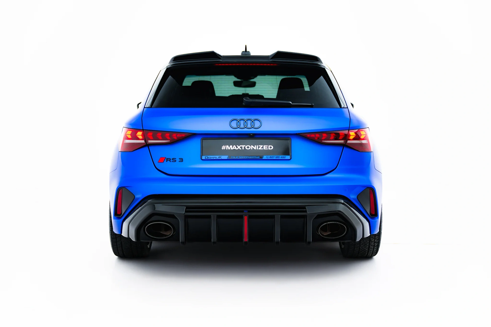 Diffuser Audi RS3 Sportback 8Y Facelift Maxton Glans Zwart met Reflector
