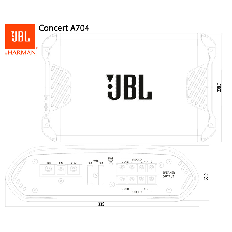 JBL Concert A704 4-Kanaals Versterker (1000W)