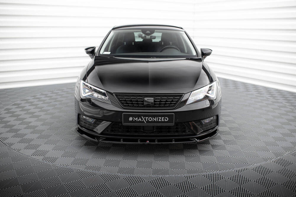 Voorspoiler V.1 Seat Leon 5F FL Maxton Glans Zwart