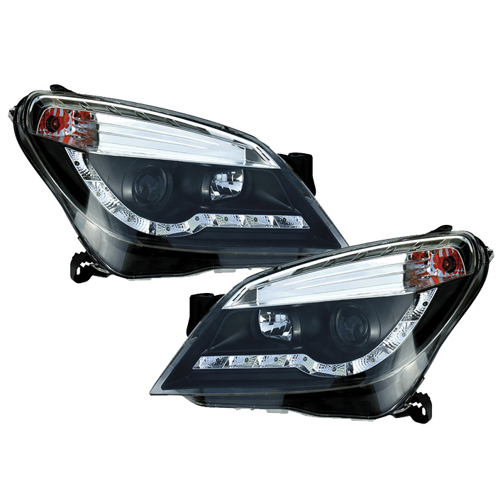 Koplampen Opel Astra H DRL look Devil Eyes zwart