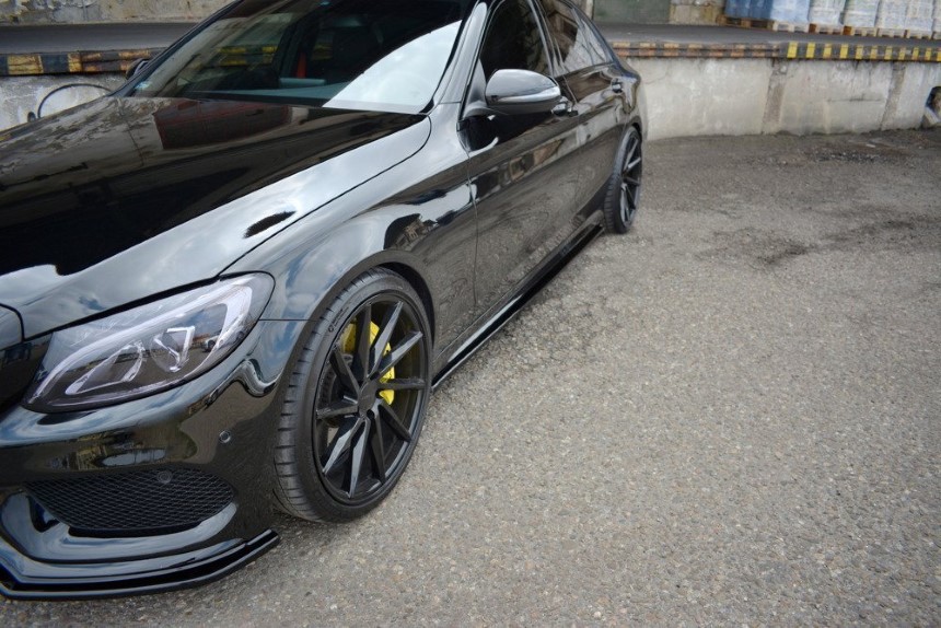 Zijskirts Mercedes C43 AMG W205 Maxton Design glans zwart